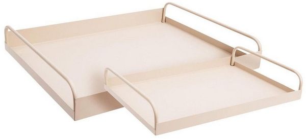 Koopmann Tablett 2er Set mit Henkel EH - Garten & Esszimmer & Küche Teller & Platten in Sand