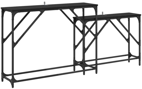 vidaXL Konsolentisch 2 pcs Schwarz Eichen-Optik 100 x 28 x 75 cm 882888