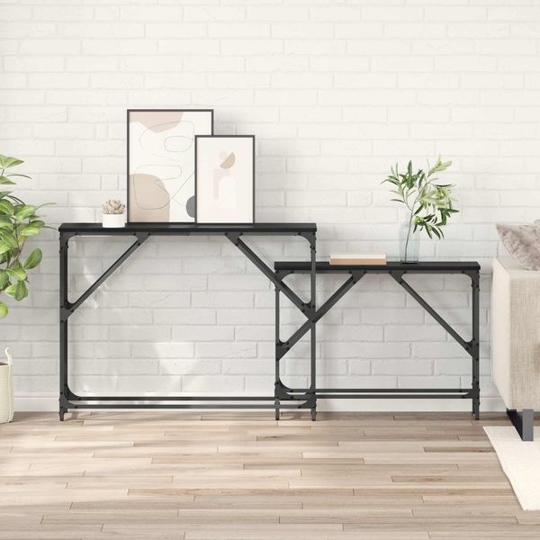 vidaXL Konsolentisch 2 pcs Schwarz Eichen-Optik 100 x 28 x 75 cm 882888