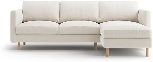 Micadoni Ecksofa Eden Groß 3-Sitzer Rechts Samt Beige
