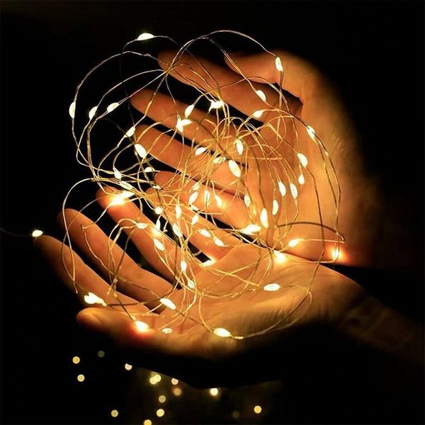 Jibenhome LED-Lichterkette Lichterkette 2/3/5/10 m lang, Kupferdraht, Batteriebetrieb