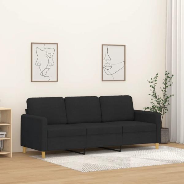 vidaXL 3-Sitzer-Sofa Schwarz 180 cm Stoff