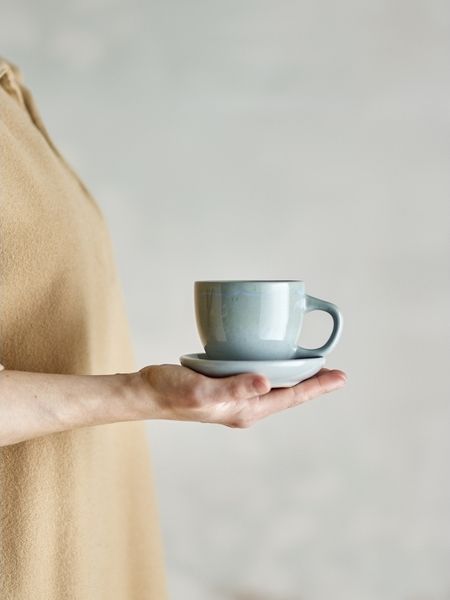 BLOOMINGVILLE Brenta Tasse mit Untertasse Blau Steingut