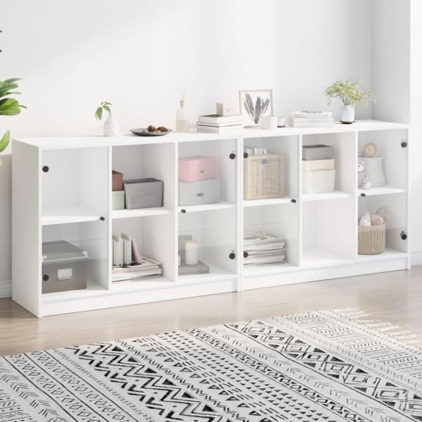 vidaXL Bücherschrank mit Türen Weiß 204x37x75 cm Holzwerkstoff 3206531