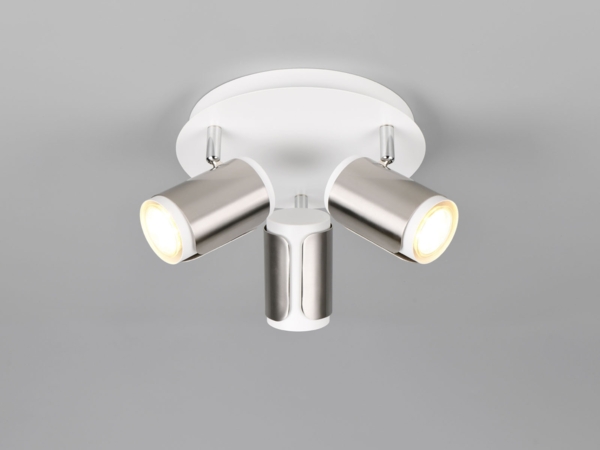 Deckenstrahler GILLAN 3-flammig Metall Weiß / Silber, rund Ø 30cm