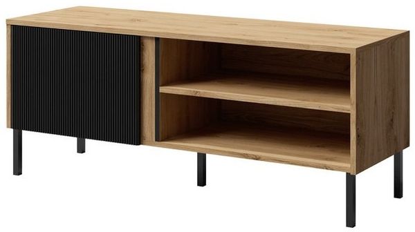 Beautysofa TV-Schrank Kleiner eleganter moderner geräumiger rtv-Kabinett Mia 07 (Möbel aus MDF-Platten) Farbe: Ewige eiche+schwarz, B:120/H:50/T:41 CM