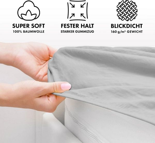 Jacobson Spannbettlaken TOPPER aus 100% Baumwolle, Jersey Bettlaken 160 g/m², Spannbetttuch mit Gummizug, pflegeleicht & viele Farben Bild 3