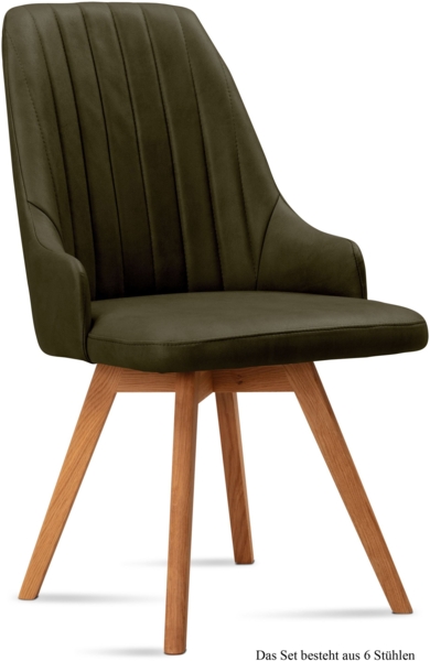 Esszimmerstuhl (6er-Set) Domka 52x91x60 Eiche geölt/Khaki