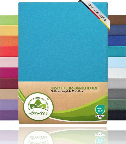 leevitex® Spannbettlaken Jersey aus 100% Baumwolle, für Kinder- & Standardmatratzen, Jersey, Gummizug: rundum, (1 Stück), 100% Baumwolle, anschmiegsam & dehnbar, diverse Größen und Farben