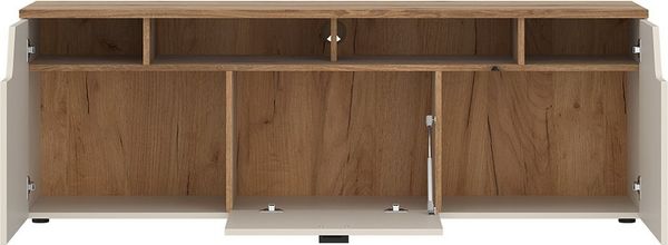 Lomadox Lowboard CARMONA-129, 165 cm breit in Kaschmir & Eiche, 2 Türen & 1 Klappe