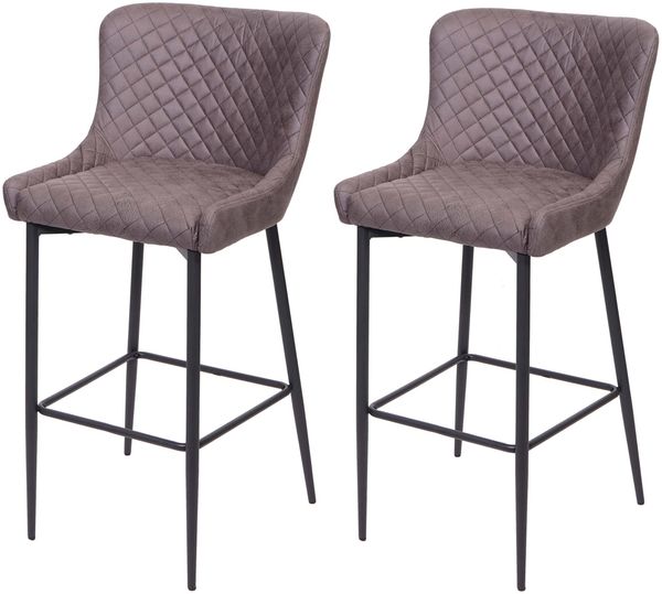 2er-Set Barhocker HWC-H79, Barstuhl Tresenhocker, Vintage Metall Fußablage ~ Stoff/Textil dunkelgrau
