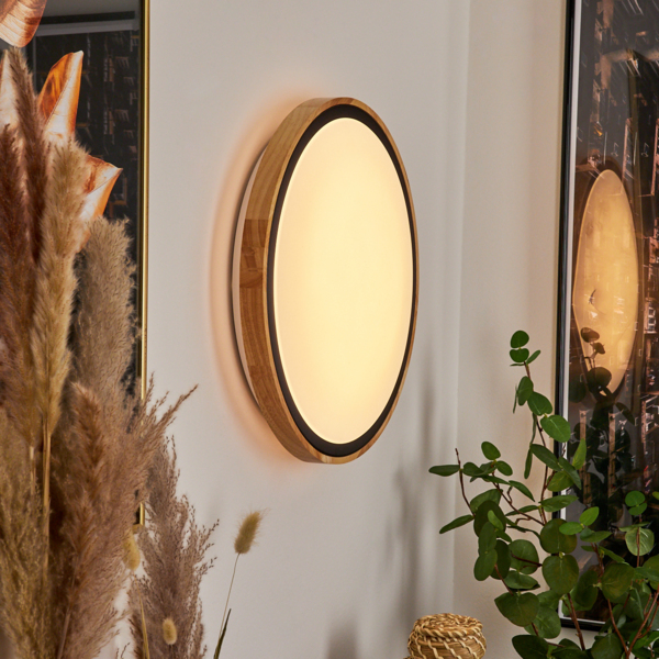 hofstein Deckenleuchte »Campertogno« Deckenlampe, Metall/Holz/Kunststoff, Natur/Schwarz/Weiß, 3000 Kelvin, (44cm), 2300 Lumen, 1xLED 24 Watt Bild 10