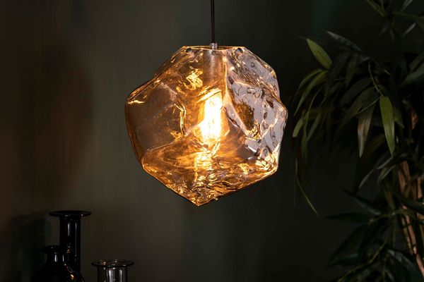 KAWOLA Hängeleuchte EDESSA Hängelampe 1-flammig Glas silber 150 x 28 x 28 cm