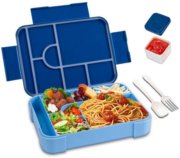 Agger Lunchbox Brotdose Kinder mit Fächern, 1330ML Jausenbox Kinder (Löffel & Gabel), Kinder Brotdose,Kinderfreundliche Verriegelung,BPA-Frei,Auslaufsicher