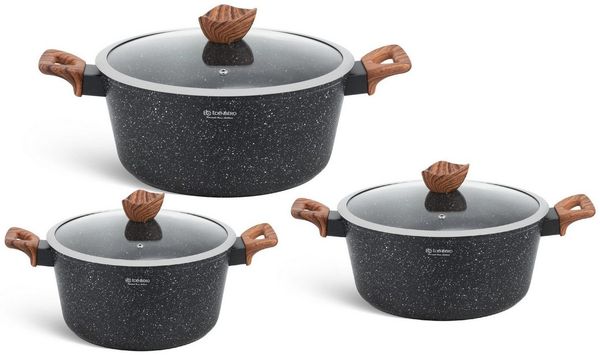 Edenberg Topf-Set Moderne Töpfe in drei Größen und fünf attraktiven Farben, Aluminiumguss, Aluminium, Keramik, Edelstahl, Glas (Verleihen Sie Ihrer Küche Stil und erleben Sie pure Kochfreude mit diesen modernen, hochwertig beschichteten Töpfen in traum...