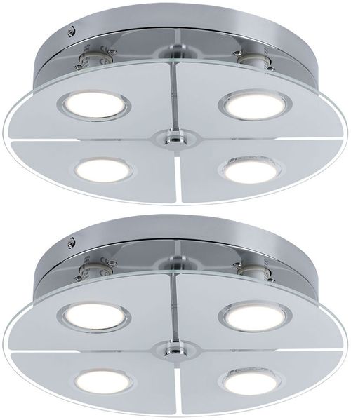 2er Set LED Deckenleuchte, Chrom, Glas satiniert, D 30 cm