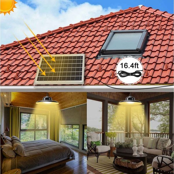 Sunicol LED Solarleuchte Solar Hängelampe, mit Fernbedienung, IP65 Wasserdichte, Dimmbar, Zeitschaltuhr, 3 Farbtemperatur, für Garten Terrasse Balkon Pavillon