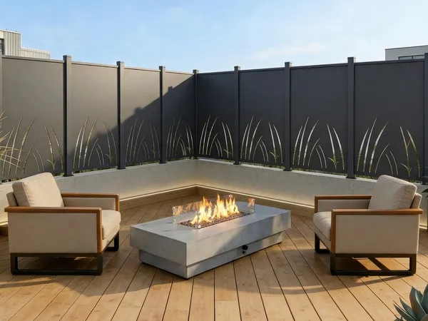 Vente-unique - BRAMENO Zaun und Sichtschutz Metall Grau - B 7,6 cm x H 150 cm x L 102,5 cm