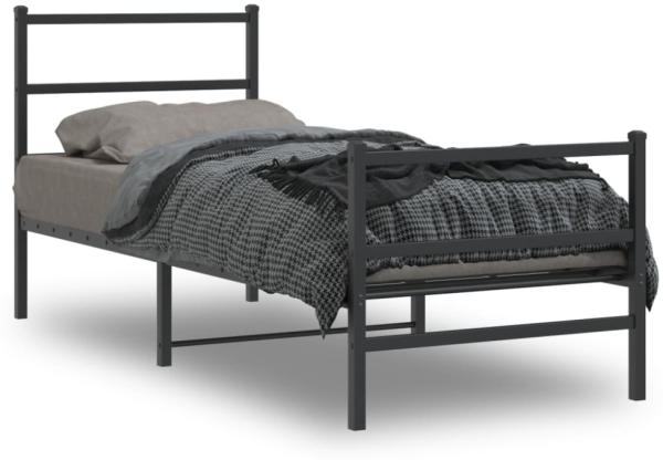 vidaXL Bettgestell mit Kopf- und Fußteil Metall Schwarz 80x200 cm 355374