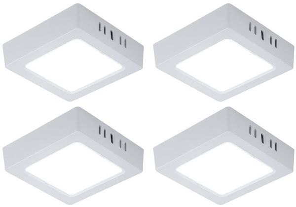 4er Set LED Deckenlampe, Aufbau-Panel, kaltweiß, L 12 cm