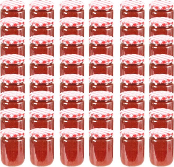 vidaXL Marmeladengläser mit Weißem/Rotem Deckel 48 Stk. 230 ml 50798