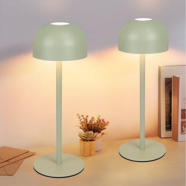 Nettlife LED Tischleuchte Schwarz/Weiß/Grün kabellos dimmbar 3 Farbtemperaturen Set 1/2 Stück, Höhenverstellbar, USB-Aufladbar für Restaurants Cafés Küchen Freien angepasst werden