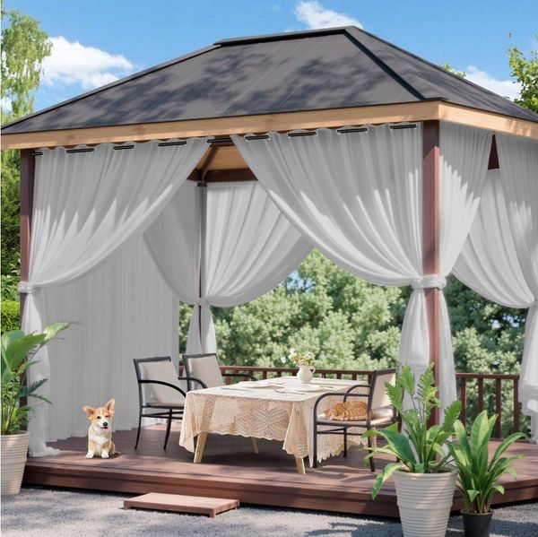 Jibenhome Outdoorgardine Verdunkelungsgardine Ösen Vorhang Wetterfest& UV-Schutz (2 St), Lichtschutz, Outdoor vorhang ösen oben,Wasserdicht & Winddicht