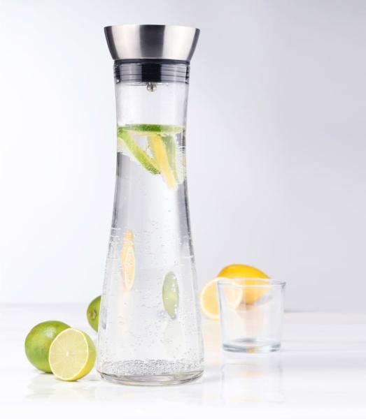 Wasserkaraffe Glaskaraffe Karaffe Wasserkrug Krug Glas mit Sieb 1 Liter