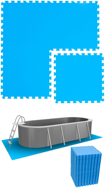 15,9m² Poolunterlage 68 Poolmatten 50x50cm in Blau