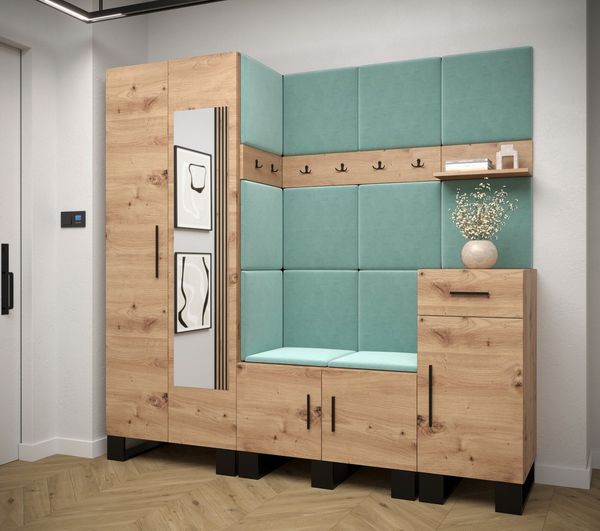 ABIKS MÖBEL Garderoben-Set ARTIN Set 13 Garderobe mit gepolsterten Paneelen, Industriell Design