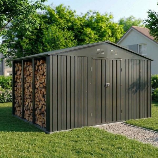 Albatros Gerätehaus 4XL | Anthrazit RAL 7016 | 386,6x325,5x204cm | abschließbar inkl. Schloss & Werkzeughaken | Gartenhaus aus verzinktem wetterfestem