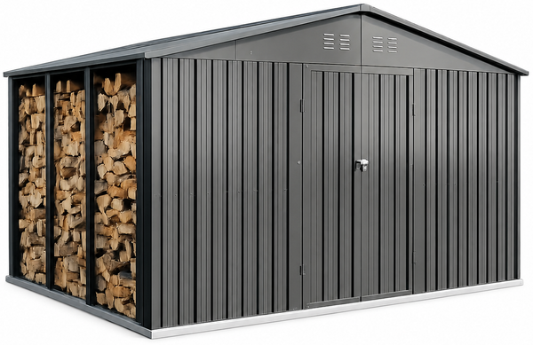 Albatros Gerätehaus 4XL | Anthrazit RAL 7016 | 386,6 x 325,5 x 204 cm | abschließbar inkl. Schloss & Werkzeughaken | Gartenhaus aus verzinktem wetterfestem Bild 9