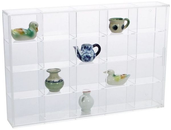 Safe-Album Vitrine Klein-Vitrine Acrylglas 20 Fächer & Schiebetüre zum Stellen & Hängen