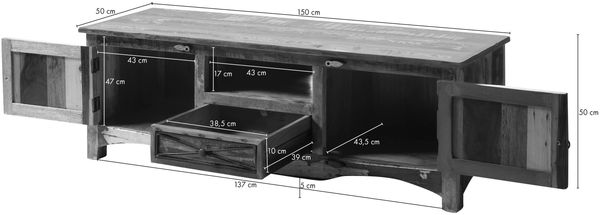 TV-Board Altholz 150x50x50 mehrfarbig lackiert NATURE OF SPIRIT #135 Bild 6