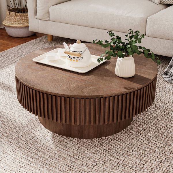 Celya Couchtisch Akzent-Teetisch rund 75 cm (Mit verstecktem Stauraum unter der Tischplatte, einzigartige Pilzform), idealen Ergänzung für Wohnzimmer, Schlafzimmer oder Büro