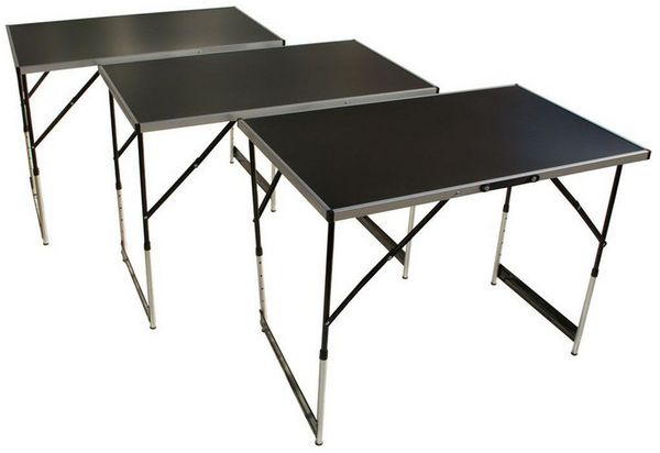 Lemodo Campingtisch Mehrzwecktische mit 50kg Tragkraft, klappbarer Flohmarkttisch, Premium Mehrzwecktisch 3-teilig, höhenverstellbar