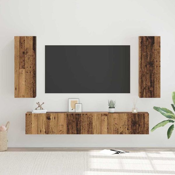 vidaXL TV-Schrankset Wandmontiert 5 pcs Altholz Holzwerkstoff 3393450