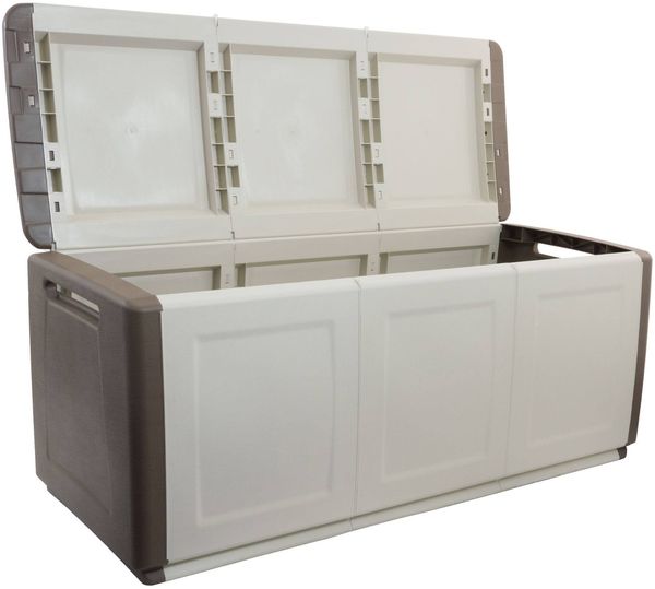 Dmora Achse-Koffer, Mehrzwecktruhe, Aufbewahrungskoffer, Aufbewahrungsbox, 100 % Made in Italy, 138 x 53 x 57 cm, Beige und Braun Bild 4