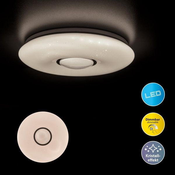 Näve LED Deckenleuchte mit Kristalleffekt Ø31 cm weiß superslim