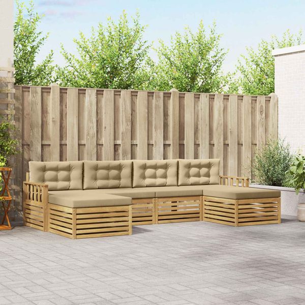 vidaXL Sofagarnituren 6 pcs Weiß und Beige Massivholz Akazie 3390918