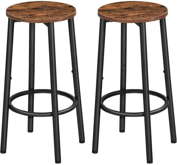 HOOBRO Barhocker 2er-Set Vintage-Braun/Schwarz, Industrieller Stil, Stabiles
