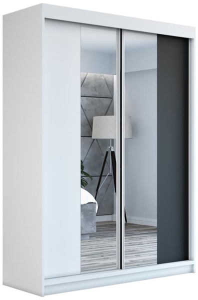 Schwebetrenschrank NEO 2-trig Schrank 160 cm (mit Spiegel) Farbe: Wei , schwarz