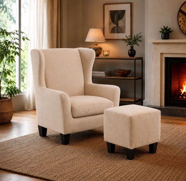 Home affaire Ohrensessel Chilly, Sessel mit Hocker und Federkern-Polsterung, (Set, 2-St, bestehend aus Sessel und Hocker), in Cord und Microfaser-Bezug, Unser Dauertiefpreis
