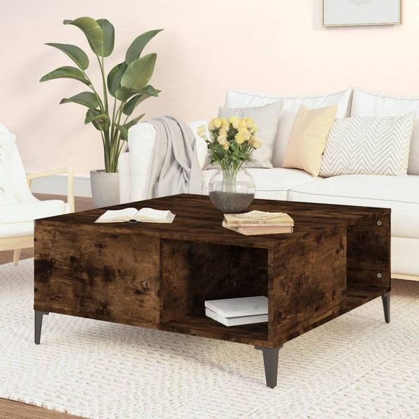 vidaXL Couchtisch Räuchereiche 80x80x36,5 cm Holzwerkstoff 821105