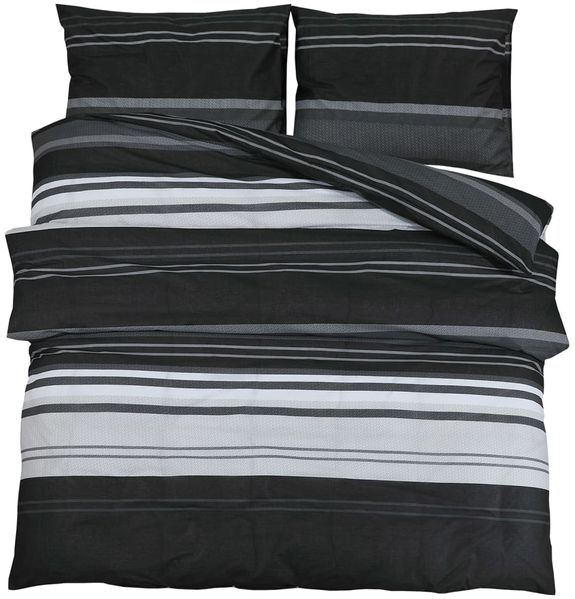 vidaXL Bettwäsche-Set, Baumwolle schwarz / weiß, 220x240 cm Bild 2