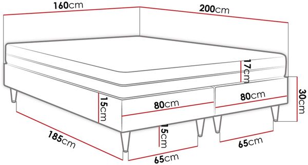 Boxspringbett Sauro Gold für Wandpaneel, Blau, 160x200 cm Bild 3