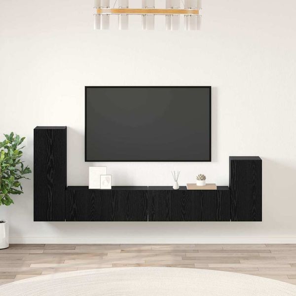 vidaXL Wand-TV-Schrank 3 pcs Schwarz Eichen-Optik Holzwerkstoff 3393478