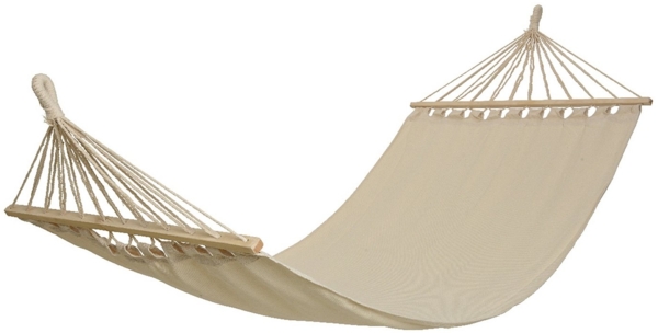 Kaemingk Hängematte, Outdoor Hängematte 100x200cm Baumwollmix Holz FSC 100% Cremeweiß