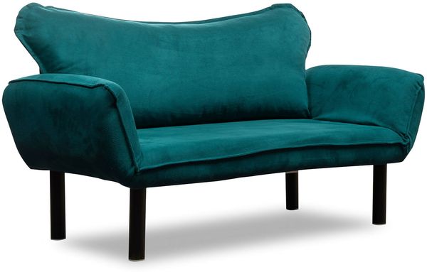 Dmora 2-Sitzer SchlafsofaHone, Verwandelbares Sofa, Lineare Stoffstruktur, Schlafsessel mit Stauraum, 140x65 h70 cm, Hellblau