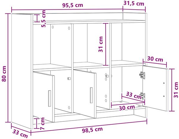 vidaXL Sideboard Betongrau 98,5 x 33 x 80 cm Holzwerkstoff 8011142 Bild 9